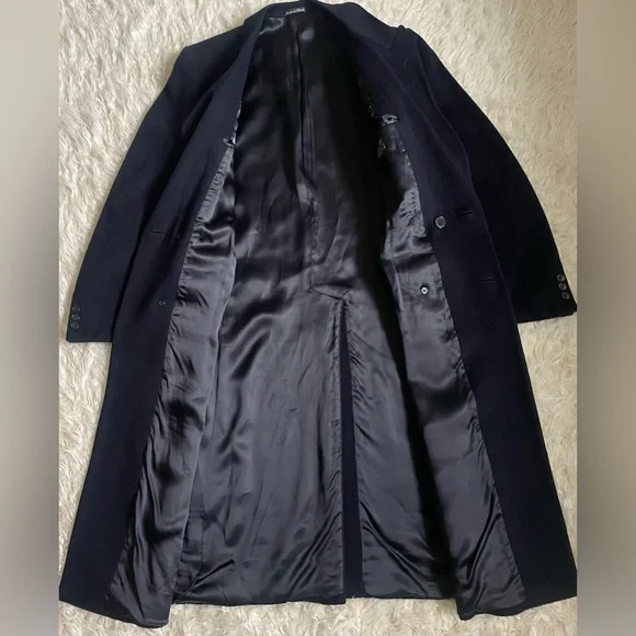 Giorgio Armani men Navy Blue + 80%Wool 20% Cashmere Coat, Sz 38 Italy - Picture 5 of 15